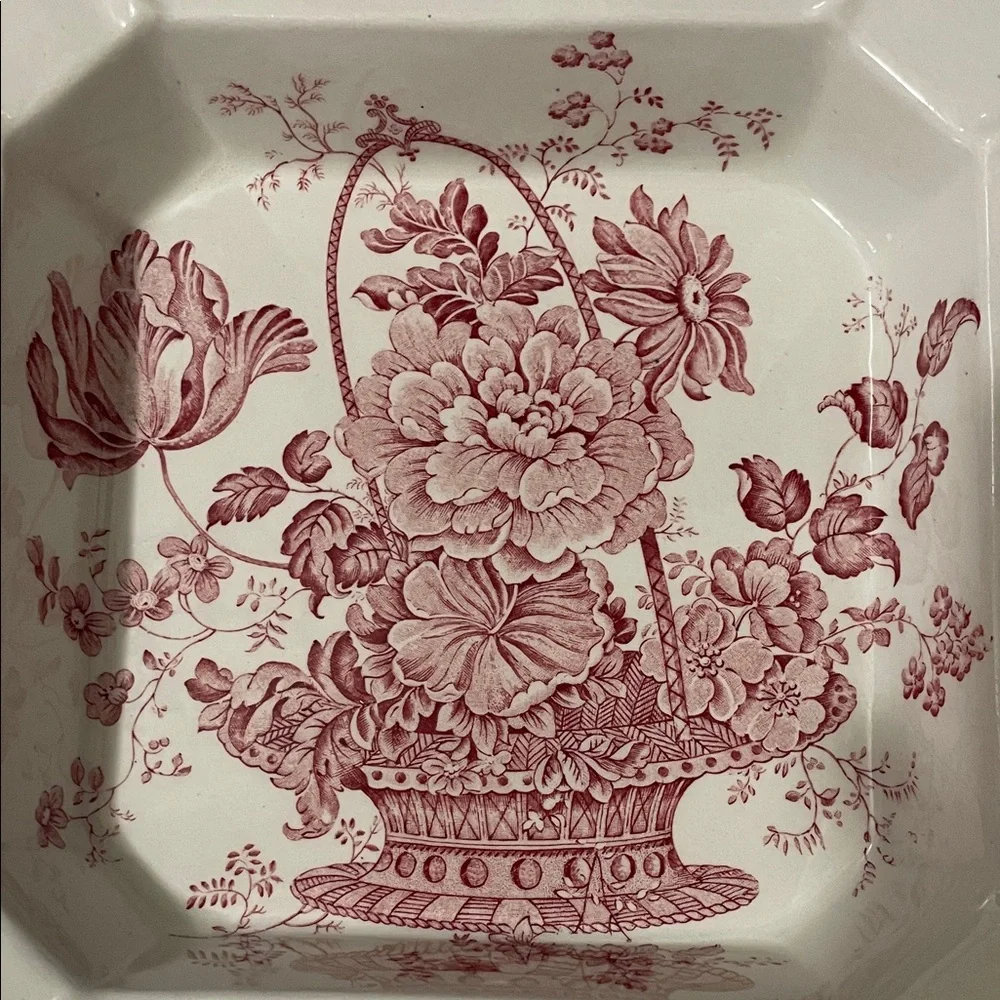 Vintage 8”x8” ROYAL CROWNFORD IRONSTONE, Floral Ceramic Dish in Cream and Pink - Picture 3 of 3